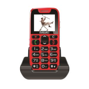 EVOLVEO EasyPhone, mobilný telefón pre seniorov s nabíjacím stojanom (červená farba) EP-500-RED