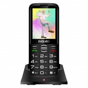 EVOLVEO EasyPhone FS, vyklápací mobilný telefón 2.8" pre seniorov s nabíjacím stojanom (čierna farba) EP-771-FSB