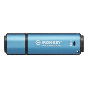 Kingston IronKey Vault Privacy 50/64GB/USB 3.2/USB-A/Modrá IKVP50/64GB