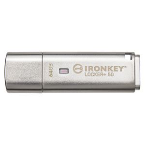 Kingston IronKey Locker+ 50/64GB/USB 3.1/USB-A/Strieborná IKLP50/64GB