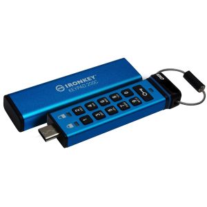 Kingston Ironkey Keypad 200C/256GB/USB 3.0/USB-C/Modrá IKKP200C/256GB