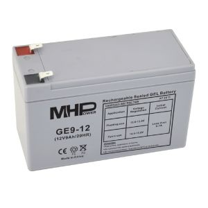 MHPower GE9-12 Gélový akumulátor 12V/9Ah, Faston F2 - 6,3mm, Deep Cycle GE9-12