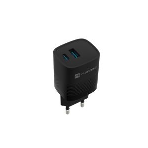 Univerzálna USB nabíjačka Natec RIBERA GaN 30 W, 1X USB-A, 1X USB-C, čierna NUC-2141