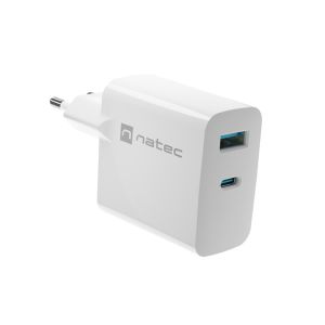 Univerzálna USB nabíjačka Natec RIBERA GaN 1X USB-A + 1X USB-C 65W, Biela NUC-2144