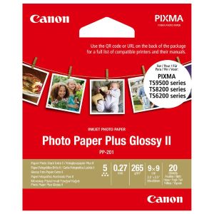 Canon Photo Paper Plus II, PP-201, foto papier, lesklý, štvorcový typ 2311B070, biely, PIXMA TS9500, TS8200 a TS6200, 8.89x8.89c