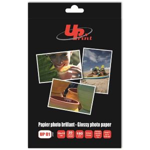 UPrint Glossy photopaper, foto papier, lesklý, biely, 10x15cm, 4x6", 180 g/m2, 20 ks, atramentový