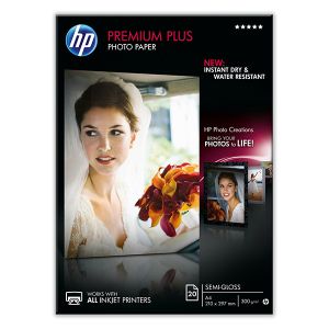 HP Premium Plus Semi-Gloss Photo Paper, CR673A, foto papier, pololesklý, biely, A4, 300 g/m2, 20 ks, atramentový