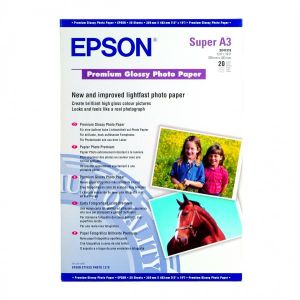 Epson Premium Glossy Photo Paper, C13S041316, foto papier, lesklý, biely, Stylus Photo 890, 895, 1270, 2100, A3+, 255 g/m2, 20 k