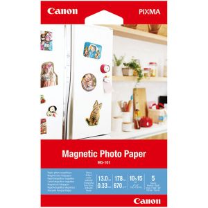 Canon Magnetic Photo Paper, MG-101, foto papier, lesklý, 3634C002, biely, Canon PIXMA, 10x15cm, 4x6", 670 g/m2, 5 ks, nešpecifik