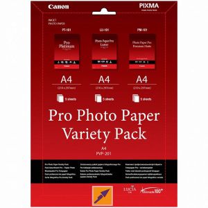 Canon Photo Paper Pro Variety Pack PVP-201, PVP-201, foto papier, 5x matný PM-101, 5x lesklý PT-101, 5x LU-101 typ lesklý, 6211B