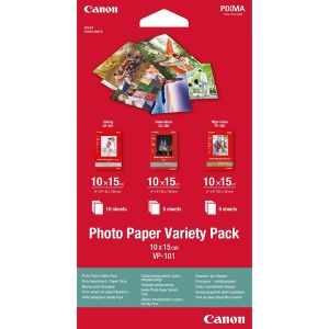 Canon Photo Paper Variety Pack VP-101, VP-101, foto papier, 5x PP201, 5x SG201, 10x GP501 typ lesklý, 0775B078, biely, 10x15cm, 