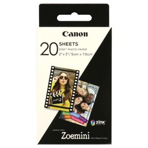 Canon ZINK Photo Paper, ZINK, foto papier, bez okrajov typ lesklý, Zero Ink typ 3214C002, biely, 5x7,6cm, 2x3", 20 ks, termál.,C