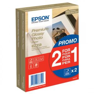 Epson Premium Glossy Photo Paper, C13S042167, foto papier, promo 1+1 zdarma typ lesklý, biely, 10x15cm, 4x6", 255 g/m2, 2x40 ks,