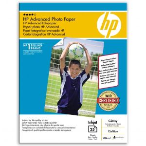 HP Advanced Glossy Photo Paper, Q8696A, foto papier, bez okrajov typ lesklý, zdokonalený typ biely, 13x18cm, 5x7", 250 g/m2, 25 