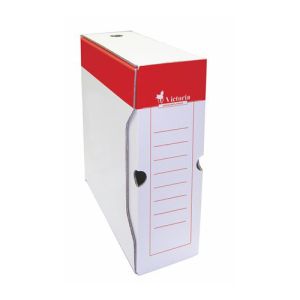 Archívny box A4 / 100 mm, kartón, VICTORIA, červeno-biely