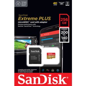 SanDisk Extreme PLUS/micro SDXC/256GB/UHS-I U3/Class 10/+ Adaptér SDSQXBD-256G-GN6MA