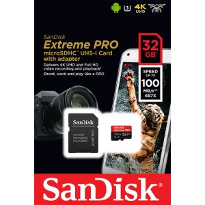 SanDisk Extreme PRO/micro SDHC/32GB/UHS-I U3 / Class 10/+ Adaptér SDSQXCG-032G-GN6MA