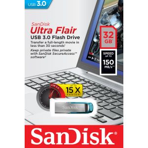 SanDisk Ultra Flair/32GB/USB 3.0/USB-A/Modrá SDCZ73-032G-G46B