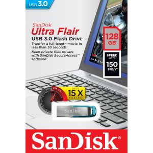 SanDisk Ultra Flair/128GB/USB 3.0/USB-A/Modrá SDCZ73-128G-G46B