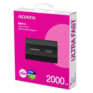 ADATA SD810/2TB/SSD/Externá/Čierna/5R SD810-2000G-CBK