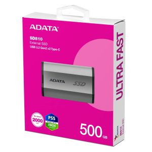 ADATA SD810/500GB/SSD/Externá/Strieborná/5R SD810-500G-CSG