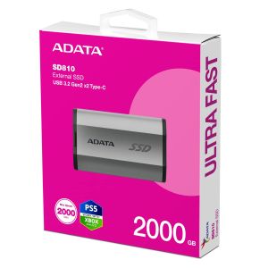 ADATA SD810/2TB/SSD/Externá/Strieborná/5R SD810-2000G-CSG