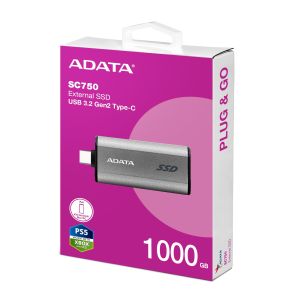 ADATA SC750/1TB/SSD/Externý/Sivá/5R SC750-1000G-CCBK