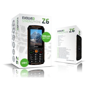 EVOLVEO StrongPhone Z6, vodotesný odolný Dual SIM telefón, černo-oranžová SGP-Z6-BO