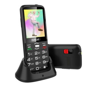 EVOLVEO EasyPhone FS, vyklápací mobilný telefón 2.8" pre seniorov s nabíjacím stojanom (čierna farba) EP-771-FSB