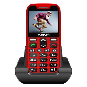 EVOLVEO EasyPhone XR, mobilný telefón pre seniorov s nabíjacím stojanom, červená EP-601-XR-RD