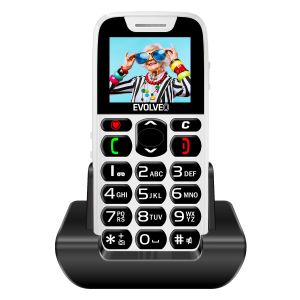 EVOLVEO EasyPhone, mobilný telefón pre seniorov s nabíjacím stojanom, biela EP-501-WH