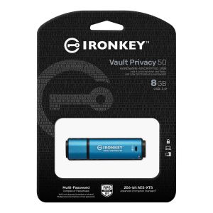 Kingston Ironkey Vault Privacy 50/8GB/USB 3.2/USB-A/Modrá IKVP50/8GB