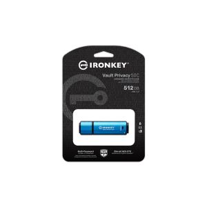 Kingston Ironkey Vault Privacy 50C/512GB/USB 3.2/USB-C/Modrá IKVP50C/512GB