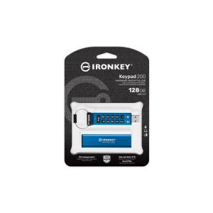 Kingston IronKey Keypad 200/128GB/USB 3.2/USB-A/Modrá IKKP200/128GB