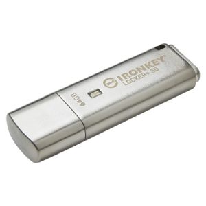 Kingston IronKey Locker+ 50/64GB/USB 3.1/USB-A/Strieborná IKLP50/64GB