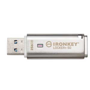 Kingston IronKey Locker+ 50/256GB/USB 3.1/USB-A/Strieborná IKLP50/256GB