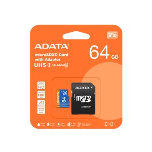 Adata/micro SDHC/64GB/UHS-I U1 / Class 10/+ Adaptér AUSDX64GUICL10A1-RA1