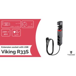 Predlžovacia zásuvka s USB Viking R33S VR33S