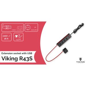 Predlžovacia zásuvka s USB Viking R43S VR43S