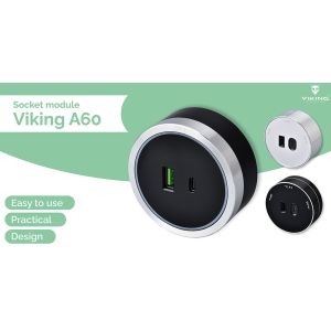 Zásuvkový modul Viking A60B, čierna VA60B