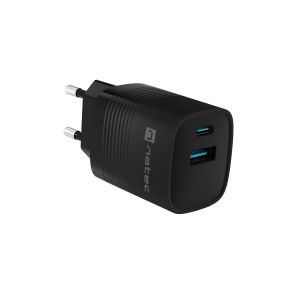 Univerzálna USB nabíjačka Natec RIBERA GaN 30 W, 1X USB-A, 1X USB-C, čierna NUC-2141