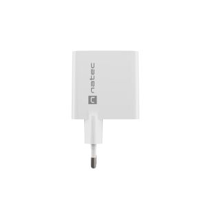 Univerzálna USB nabíjačka Natec RIBERA GaN 45W, 1X USB-A, 1X USB-C, biela NUC-2142