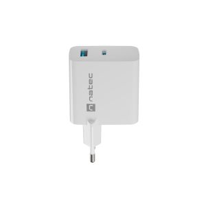 Univerzálna USB nabíjačka Natec RIBERA GaN 45W, 1X USB-A, 1X USB-C, biela NUC-2142