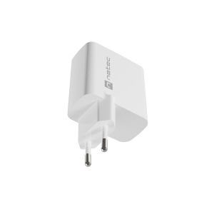 Univerzálna USB nabíjačka Natec RIBERA GaN 45W, 1X USB-A, 1X USB-C, biela NUC-2142