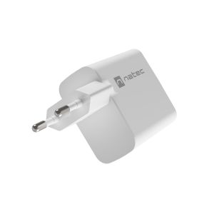 Univerzálna USB nabíjačka Natec RIBERA GaN 45W, 1X USB-A, 1X USB-C, biela NUC-2142