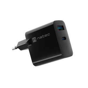 Univerzálna USB nabíjačka Natec RIBERA GaN 45W, 1X USB-A, 1X USB-C, čierna NUC-2143