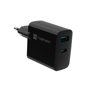 Univerzálna USB nabíjačka Natec RIBERA GaN 45W, 1X USB-A, 1X USB-C, čierna NUC-2143