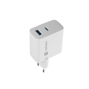 Univerzálna USB nabíjačka Natec RIBERA GaN 1X USB-A + 1X USB-C 65W, Biela NUC-2144