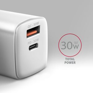 AXAGON ACU-PQ30W Sila nabíjačky do siete 30W, 2x port (USB-A + USB-C), PD3.0/PPS/QC4+/SFC/AFC/Apple ACU-PQ30W