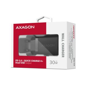 AXAGON ACU-PQ30 Sila nabíjačky do siete 30W, 2x port (USB-A + USB-C), PD3.0/PPS/QC4+/SFC/AFC/Apple ACU-PQ30